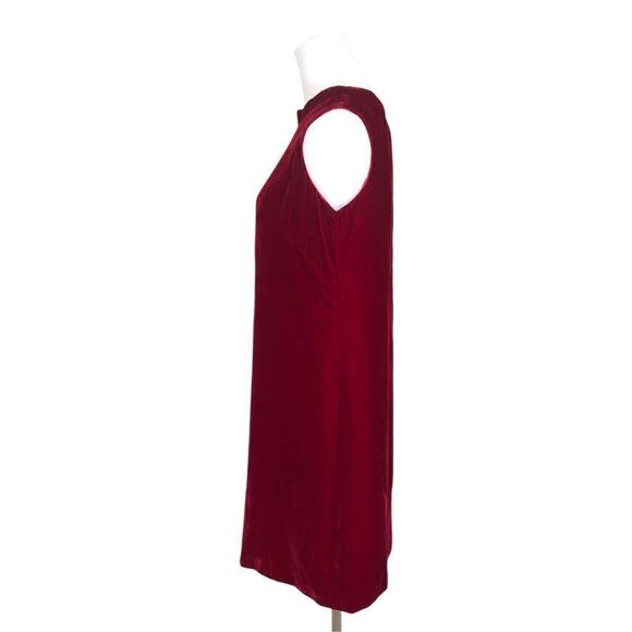 VINTAGE Red Velvet Sleeveless Shift Dress - Sz 8-10 WOW 🤩 - Picture 3 of 9